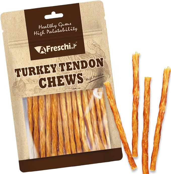 Turkey Tendons for Dogs, USA-Sourced, Healthy Dog Treats, Rawhide-Free Puppy Chews, All Natural, Hypoallergenic Dog Treats, Thin Sticks, 3.5 oz Pack