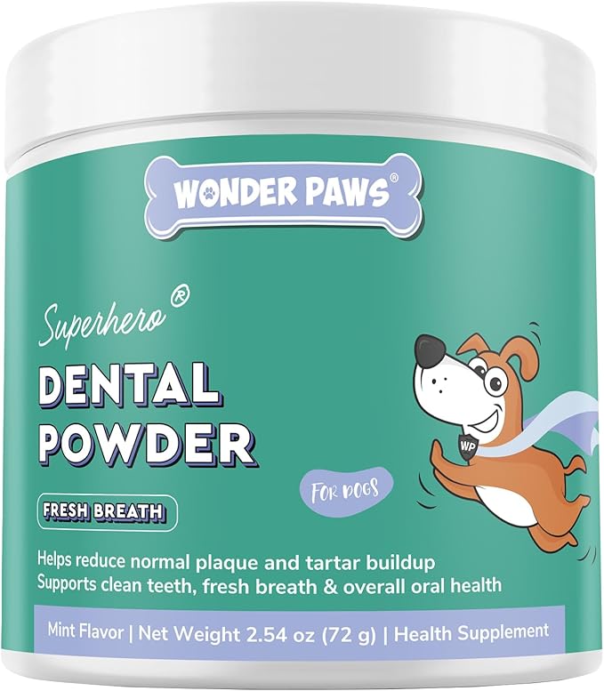 Premium Dog Dental Powder – Advanced Dog Teeth Cleaning Powder For Plaque & Tartar Removal– Dental Powder For Dogs With Kelp, Enzymes & Herbs – Breath Freshener For Plaque, Tartar & Oral Health–2.54oz