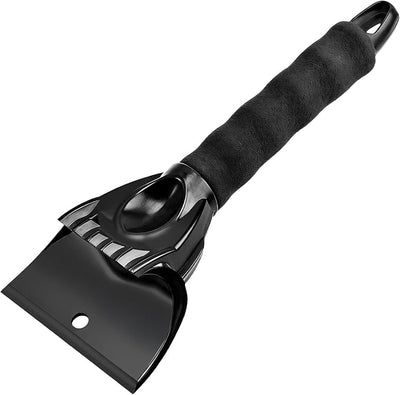 Ice Scraper for Cars and Small Trucks, Ice Scrapers for Car Windshield, Auto Snow Removal Tool with Ergonomic Foam Grip, Auto Windshield Plastic Snow Shovel for Truck Home Window (Black)