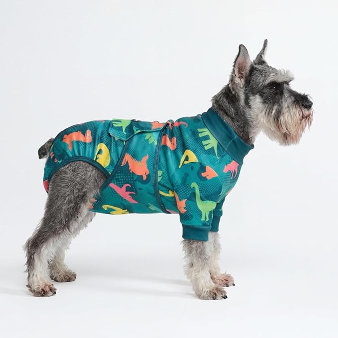 Spark Paws Dog Surgery Recovery Suit – Dog Recovery Suit After Surgery, Anti-Lick Dog Onesie, Abdominal Wound Protector, Soft Cone Alternative for Spay Neuter Male Female Pet Recovery - Dinosaurs - M
