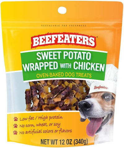 Beefeaters Dog Treats Sweet Potato Chews 12 oz Resealable Bag | Rawhide-Free Jerky Chews | Grain-Free Dog Treats, Gentle Chew | No Corn, Wheat or Gluten, Low Fat Training & High Protein Daily Treat