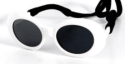 G026 Dog Pet Costume Prop Thick Oval Sunglasses G009 Medium-Large Breeds 25-55lbs (White)