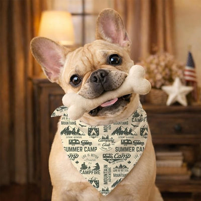 Camping Dog Bandana, Adventure Outdoor Woodland Camp Green Dog Scarf, Summer Camp Pet Accessories Bandana, Adjustable Triangle Pet Scarf for Small Medium Dogs
