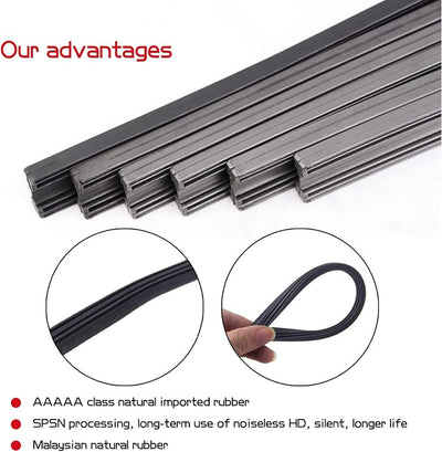 4-Piece Bracketless Wiper Rubber Filler Strip, 26 Inch Size Adjustable Wiper Substitution Rubber, Suitable for Front, Rear Windshield, Doors, Windows (Black)