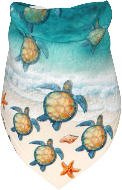 Beach Sea Turtle Starfish Seashell Ocean Dog Bandana Scarf Triangle Bibs Pet Accessories Cat Kerchief