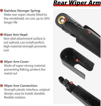 OTUAYAUTO Rear Wiper Arm and Blade Set - Replacement for Kia Seltos 2019-2024 Back Window Wiper Accessories Assembly OEM 98850-C5100
