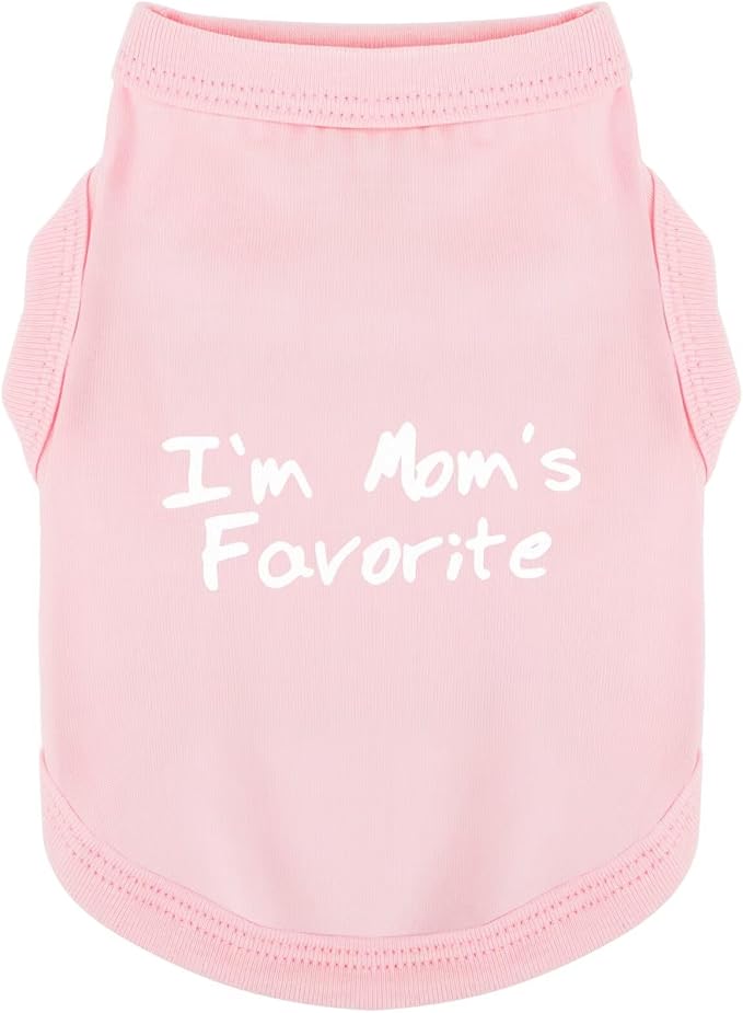 Cozy Sleeveless Canine Wear Dog Clothes, Soft, Lightweight, and Breathable Cotton Dog Shirt with I'm Mom's Favorite Print.Vest Tank Top Ideal for Small, Medium, and Large Breeds Light Pink 3XL