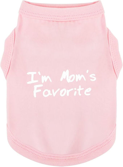 Cozy Sleeveless Canine Wear Dog Clothes, Soft, Lightweight, and Breathable Cotton Dog Shirt with I'm Mom's Favorite Print.Vest Tank Top Ideal for Small, Medium, and Large Breeds Light Pink S