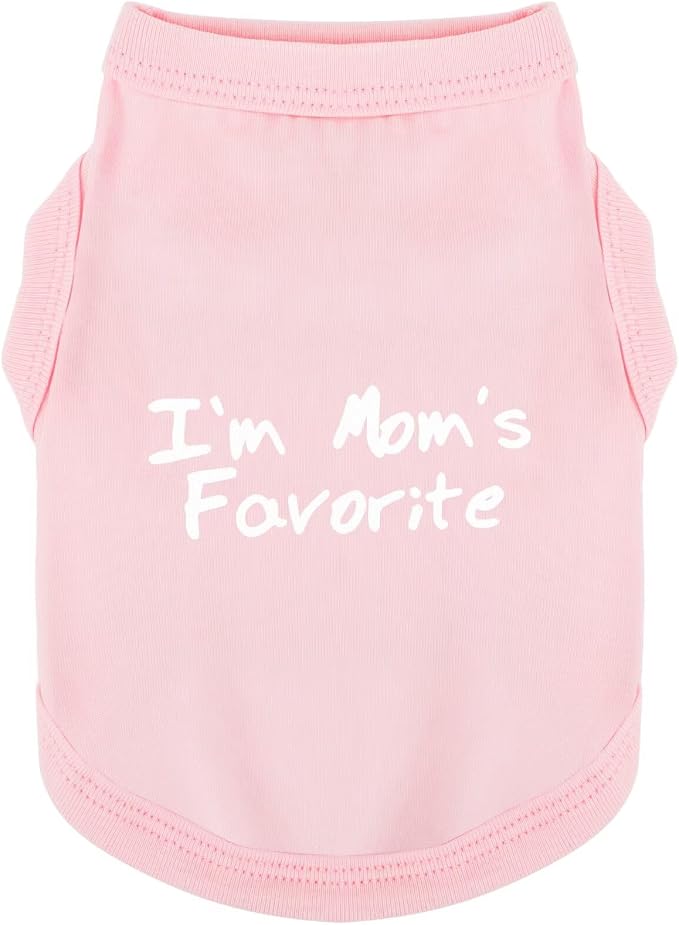 Cozy Sleeveless Canine Wear Dog Clothes, Soft, Lightweight, and Breathable Cotton Dog Shirt with I'm Mom's Favorite Print.Vest Tank Top Ideal for Small, Medium, and Large Breeds Light Pink XL