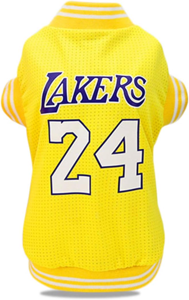 Dog Clothes Basketball Mesh Breathable T-Shirt,Pet Clothes Puppy Sportswear Spring/Summer Fashion Dog Shirt. (Yellow, Small)