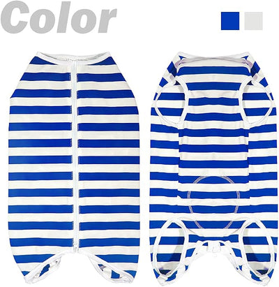 Dog’s Recovery Suit Post Surgery Shirt for Female Male Dog, E-Collar Alternative Wound Protective Clothes (Blue white-5xl)