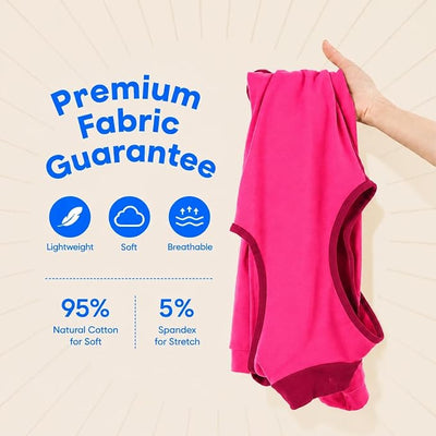 Back Zipper Dog Surgery Recovery Suit with Rear Leg Sleeve to Stop Licking, Easy On Off Dog Surgery Suit Female Spay, Cone Alternative Spay Recovery Suit, Protective Dog Leg Sleeve, Rose-Red XL