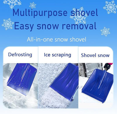 Snow Shovel，2026 Upgraded Lightweight Steel Handle Snow Removal Tool, Three-Stage Process，Kids Snow Shovel, Suitable for Emergencies, Car Driveways, Gardens, Camping (Blue