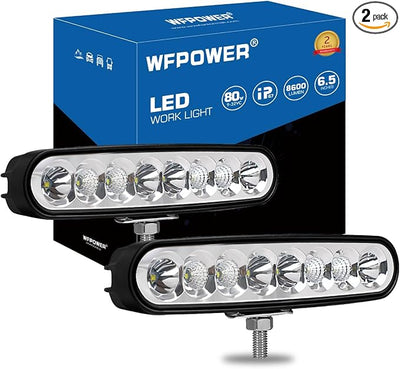 WFPOWER 2pcs Waterproof LED Boat Lights, 6.5inch 80W 8600LMS Spreader Bar Pontoon Boat Accessories, T-Top Flood & Spot Deck Lights Spotlights, Super Bright Marine Docking Lights