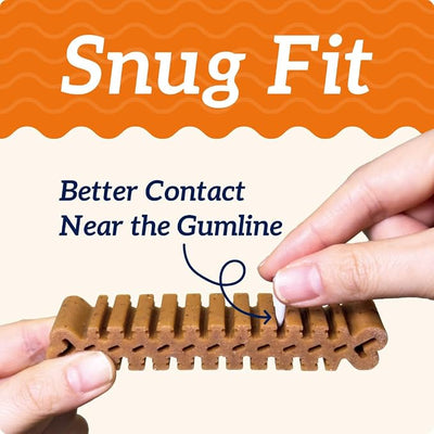 Groovies Dog Dental Treats, Flexible Yet Effective, Patented DentalFit Technology to Help Control Tartar & Freshen Breath, Large Dog Chews (25-50 lbs), USA Manufactured Oral Care, 18 Count