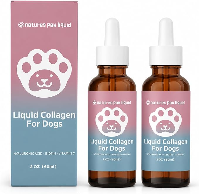 Collagen for Dogs, Healthy Skin & Coat, Supports Joint, Immune System & Hips - Collagen Supplement - 2 Fluid Ounces (2 Pack)