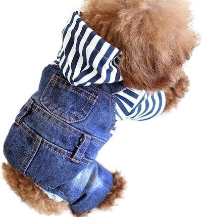 SILD Dog Denim Jumpsuit Jeans Hoodies Blue Coat Medium Small Dogs Classic Jacket Puppy Cool Vintage Washed Vests