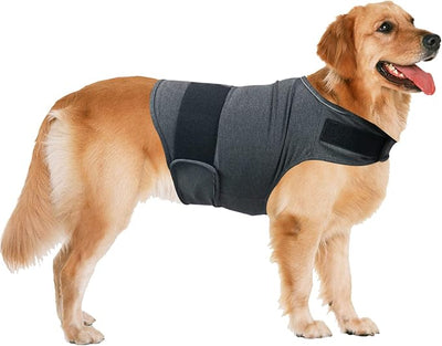 Dog Anxiety Relief Shirt, Adjustable Anxiety Coat Jacket for Fireworks, Thunderstorm, Travel, Separation, Calming Vest Wrap for Small Medium Large Dogs (L)