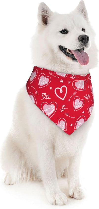 Valentine's Day Love Arrow Red Dog Bandana Scarf Triangle Bibs Pet Accessories Cat Kerchief