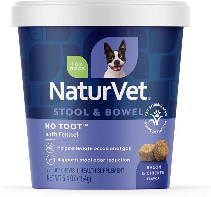 No Toot Gas Aid Plus Fennel for Dogs, 70 ct Soft Chews, Made in The USA
