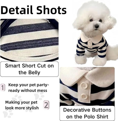 MANON ROSA Dog Clothes, Designer Boy Polo Shirt for Small Medium Dogs, Soft Puppy Outfit, Breathable Male Yorkie Chihuahua Shih Tzu Poodle Kitten Cat T-Shirt, Birthday Gifts - Red, M, Fit 5.5-8.8lbs
