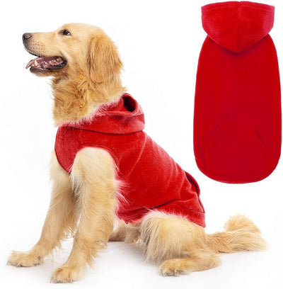 EXPAWLORER Dog Hoodie Fleece Sweater Vest, Hooded Dog Sweatshirt Fall Winter Pet Clothes with Leash Ring, Sleeveless Warm Cozy Puppy Clothing for Cat Small Medium Large Dogs Girl Boy, Red M