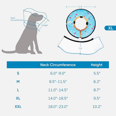 Sponge Dog Cone Collar, Dog Donut Collar After Surgery with Clear Shield, Adjustable Soft Cone for Dogs to Stop Licking-Comfy Cone for Large Medium Small Dogs (DonutBlue,XL)