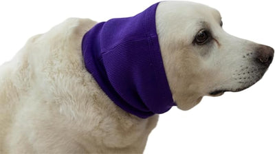 Dog Ear Muffs Noise Protection for Dogs, Soothing Keep Calm Ear Cover Comfort Anti Anxiety Relief Snoods, 90% Cationic 10% Spandex, Purple, Large