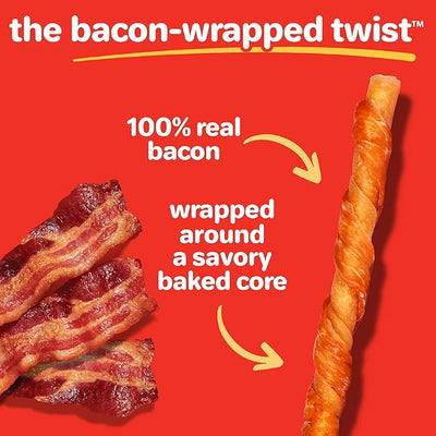 Oinkies Bacon Wrapped Twists, Real Meaty Chews, 14 Count
