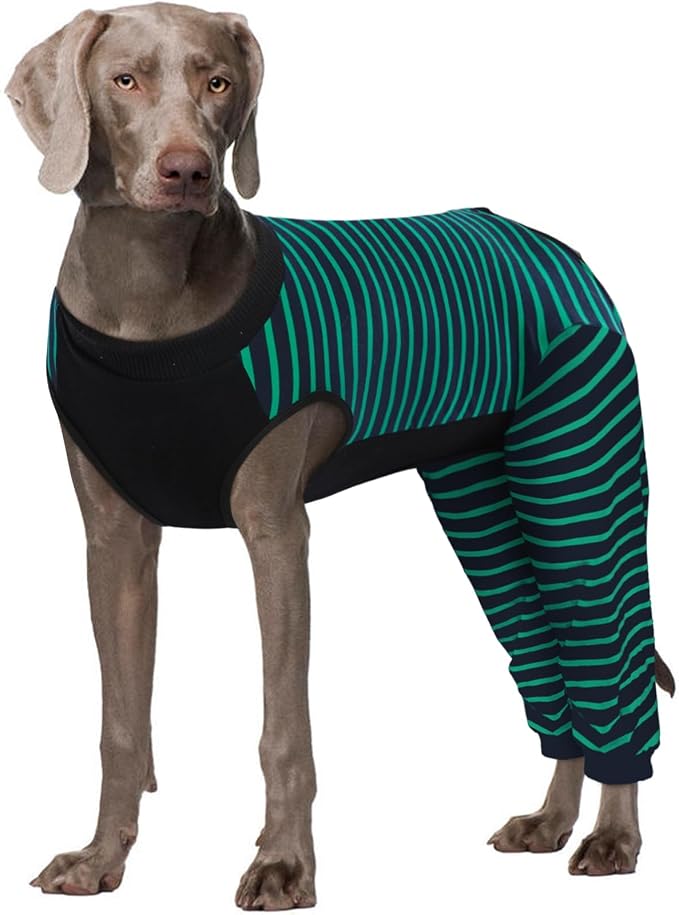 Kuoser Dog Recovery Suit with Anti Licking Rear Leg Sleeve, Green 4XL | Abdominal Dog Surgical Suit with Pants Cover Protect Wounds, Dogs Elbow Protector Soft Pet Surgery Onesie Cone Alternative
