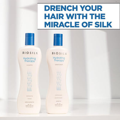 BioSilk Hydrating Therapy Shampoo & Conditioner, Replenishes Hair Moisture & Coarse Hair, Sulfate, Paraben, & Cruelty-Free, 12 Oz (2 Count)