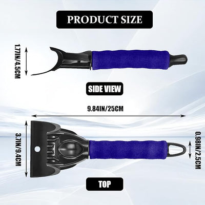 Ice Scraper for Cars and Small Trucks, Ice Scrapers for Car Windshield, Auto Snow Removal Tool with Ergonomic Foam Grip, Auto Windshield Plastic Snow Shovel for Truck Home Window (Blue)