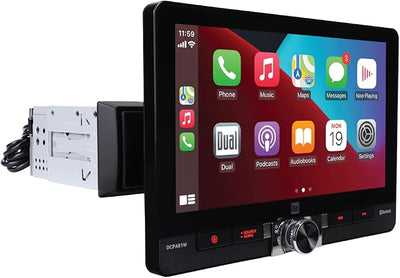 Dual Electronics DCPA81W 8" Wireless CarPlay Android Auto Single/Double DIN | Fits single or double DIN, 8-inch touchscreen, certified wireless CarPlay, front & rear camera inputs, Bluetooth,USB charging