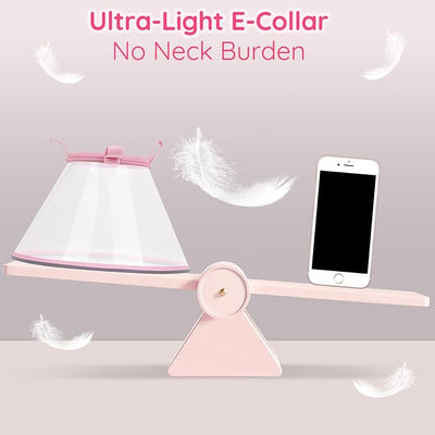 Clear Dog Cone for Small Dogs After Surgery, Adjustable E-Collar to Stop Licking with Padded Neck for Chihuahua,etc, Soft Recovery Collar with Reflective Trim for Night Visibility, Pink XXS