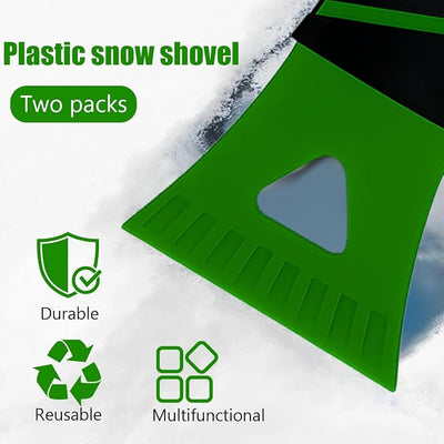 Ice Scraper for Car Windshield, 2PCS Plastic Handheld Vehicle Window Snow Frost LCE Remover Cleaning Freezer with Non-Slip Handle, Auto Freezer Shovel Defroster, Universal Fit (Green)