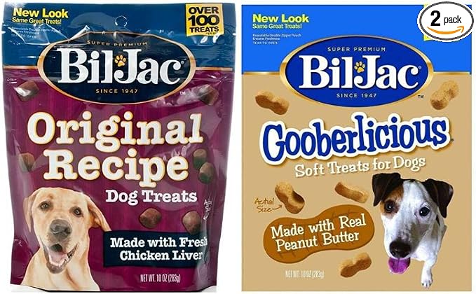 Real Chicken Soft Treats for Dogs 2 Flavor Variety Bundle Original Recipe Liver Treats Gooberliscious Peanut Butter Flavor Treats, 10 Ounces Each (1 Bag of Each)