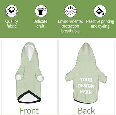 Personalized Chihuahua Dog Hoodie, Custom Pet Warm Sweatshirt Costume with Name Number Photo, Customize ID Clothes for Pupppy Kitten Dogs Cats, LightGreen, M