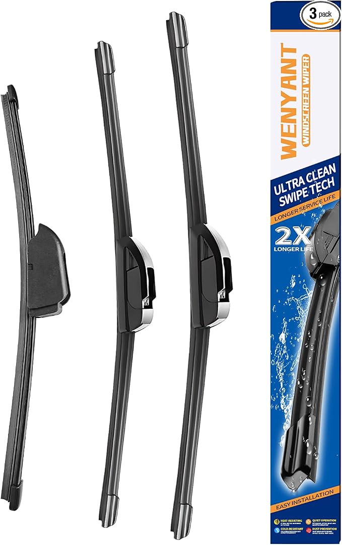 26"/16"/12" Windshield Wipers Compatible with Kia Niro 2017 2018 2019 2020 2021 2022 Front and Rear Wiper Blades for My Car Automotive Replacement (Set of 3)