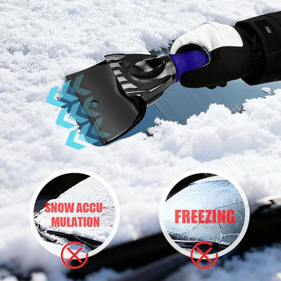 Ice Scraper for Cars and Small Trucks, Ice Scrapers for Car Windshield, Auto Snow Removal Tool with Ergonomic Foam Grip, Auto Windshield Plastic Snow Shovel for Truck Home Window (Blue)