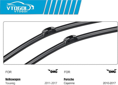 OEM Windshield Wiper Blades Replacement for VW Volkswagen Touareg 2011-2017 Porsche Cayenne 2010-2017, All Weather Original Factory Quality Front & Rear Wipers Set 26"+26"+14" (Pack of 3)