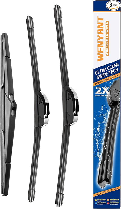 26"/16"/11" Windshield Wipers Compatible with Kia Sportage 2017-2022/Hyundai Santa Fe 2019-2023/Kia Sorento 2016-2020 Front and Rear Wiper Blades for My Car Automotive Replacement (Set of 3)