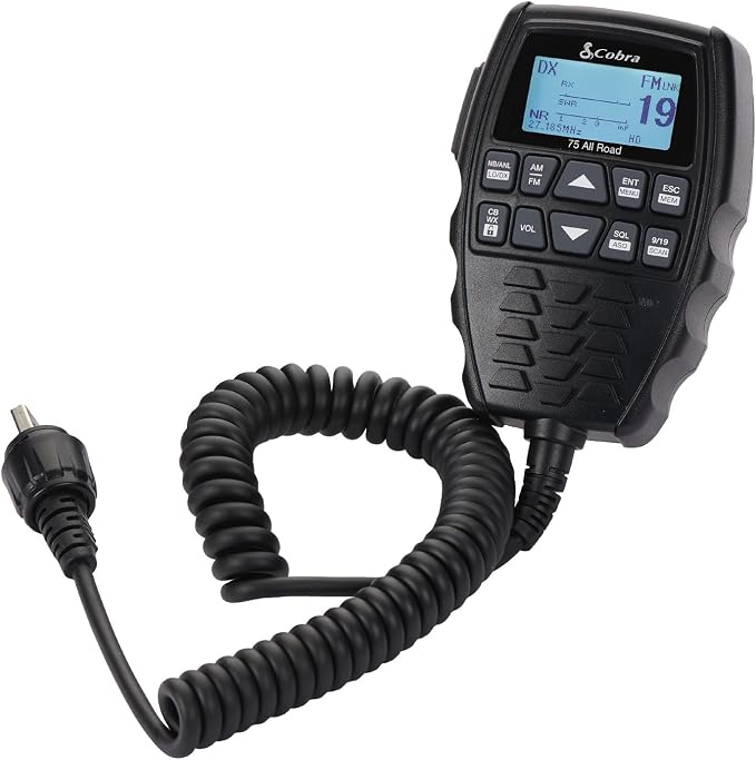 Cobra 75 All Road CB Radio Wireless Microphone with Bluetooth Connectivity - AM/FM, Waterproof, Pack of 1