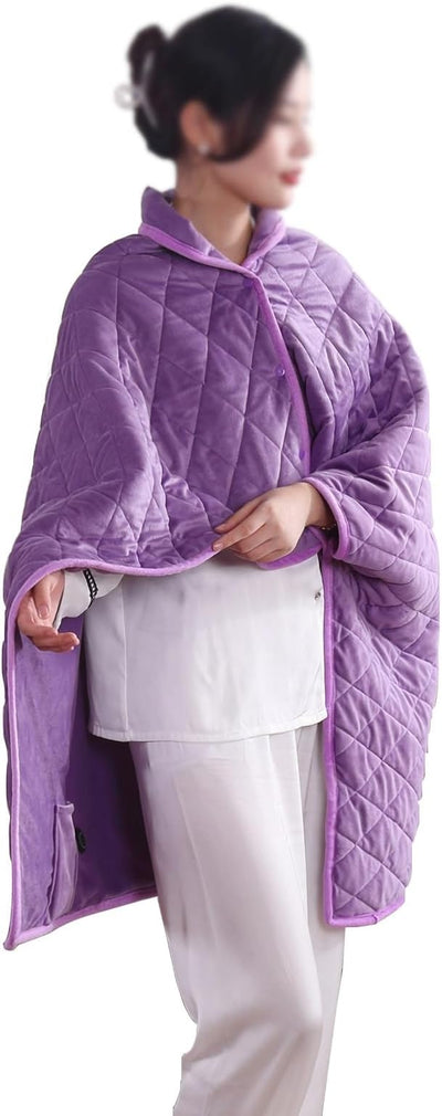 40"x55" Cordless Heated Blanket, Portable Heated Blanket Battery Operated, Cozy Soft Wearable Heated Shawl, 3 Heat Settings, Auto-Off, Machine Washable(Purple,Shawl)