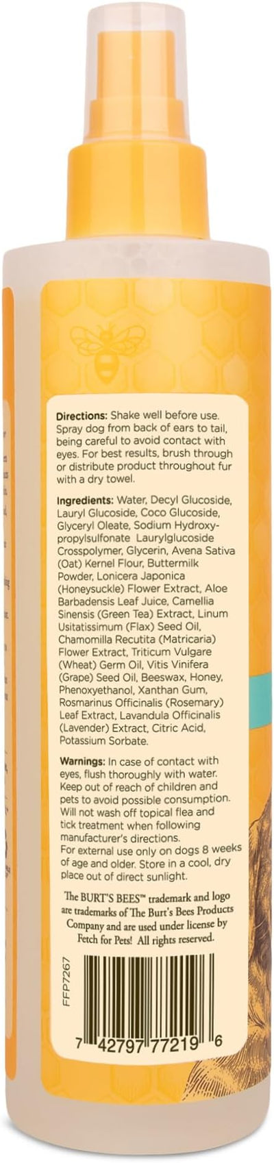 Burt's Bees for Pets Anti Itch Dog Spray with Honeysuckle and Honey, Waterless Grooming Mist for Dry Flaky Skin, Dog Itch Relief Between Baths, Natural Origin Coat Care for Dogs, 10 Fl Oz - 6 Pack