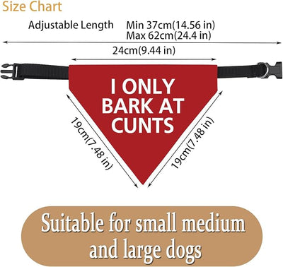 JXGZSO 1 Piece I Only Bark At Cunts Dog Bandana Humorous Dog Bandana Reactive Bandana Rude Gift (Bark At Cunts DB)