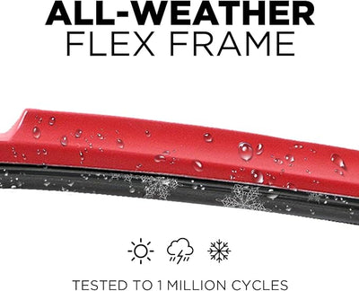 ClixWipers 28" + 24" (Set of 2) Red All Weather Premium Automotive Replacement Windshield Wiper Blades, Passenger and Driver Side Winter Wiper Blades for Various Car Models