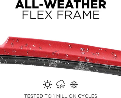 ClixWipers 20" + 20" (Set of 2) Red All Weather Premium Automotive Replacement Windshield Wiper Blades, Passenger and Driver Side Winter Wiper Blades for Various Car Models