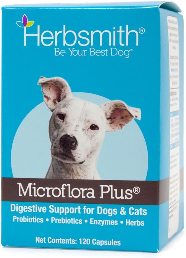 Microflora Plus – Dog Digestion Aid –Probiotics and Digestive Enzymes for Dogs – Prebiotic for Dogs – 120 Capsules
