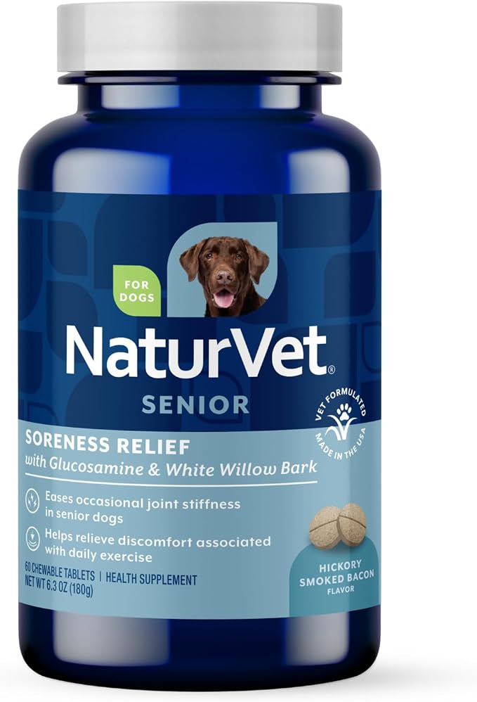 Soreness Relief Senior Supplements for Dogs, Hickory Smoked Bacon Flavor, 60 Chewable Tablets