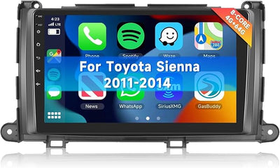 [8 CORE 4G+64G] for Toyota Sienna 2011-2014 Car Radio with Wireless Carplay/Android Auto, 9 Inch Android 15 IPS Touch Screen Car Stereo, Bluetooth, GPS, 5G WiFi, SWC, DSP+HD Backup Camera